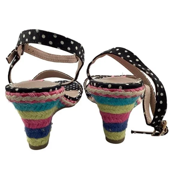 Betsey Johnson Black Wedge Sandals with Bow Detail - Picture 7 of 8